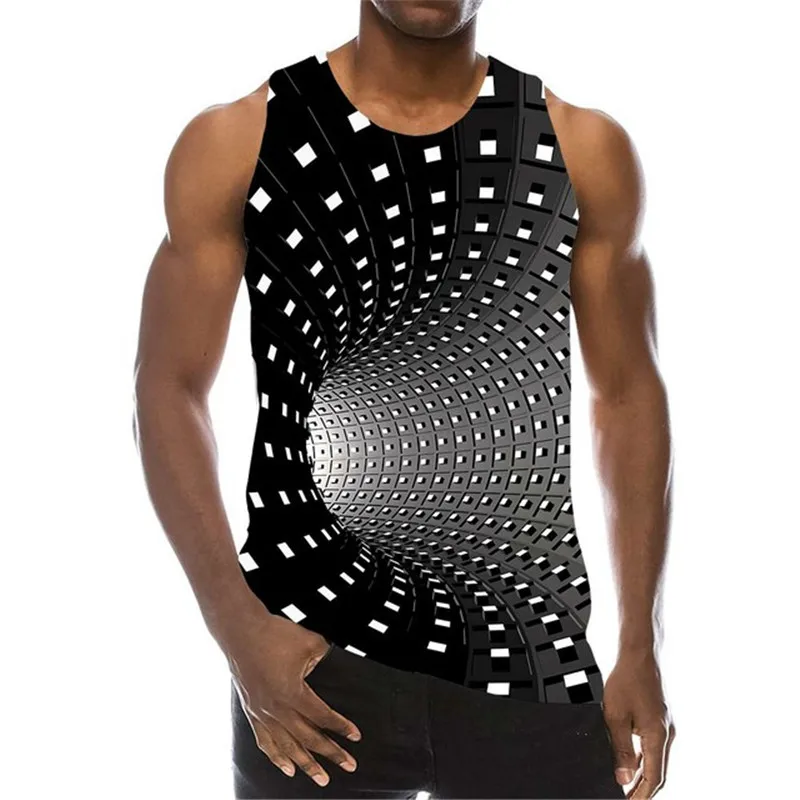 Tank top pre mužov 3D tlač psychedelický otvor bez rukávov módne vzory grafická vesta 6xl plus veľkosť muža oblečenie Príležitostné tanky