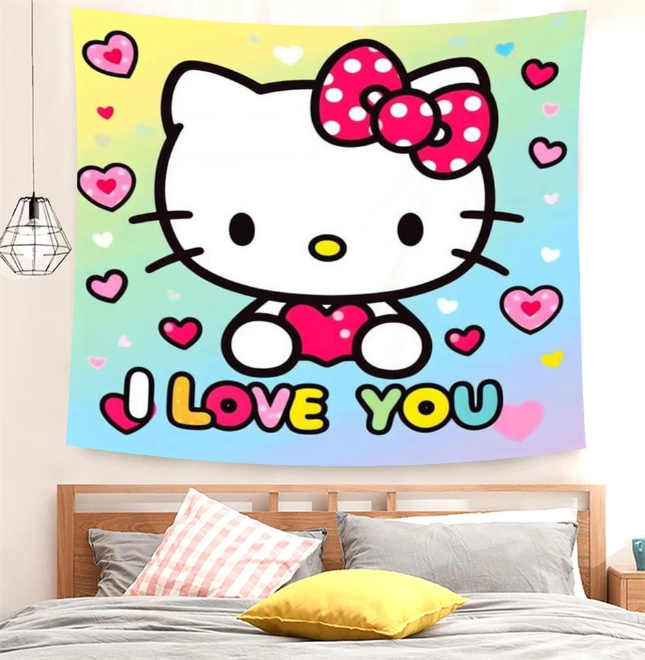 Tapestry Hello Kitty Cartoon Kawaii spálňa stena zavesenie tapisérie plagát prikrývku vysoká škola internáty domáce dekorácie dievčatá