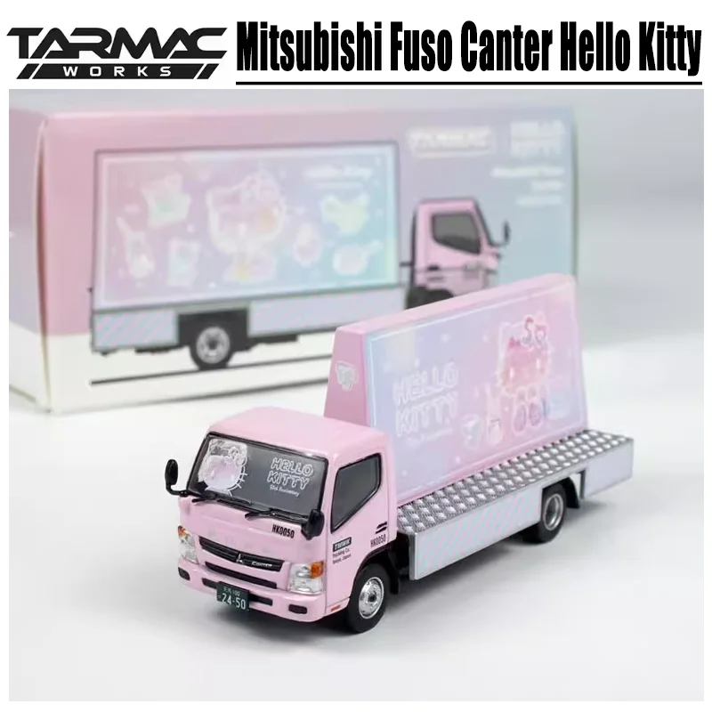 Tarmac Works 1/64 Mitsubishi Fuso Canter Hello Kitty Zliatina Hračky Motorové vozidlo Diecast Metal Model Darčeky