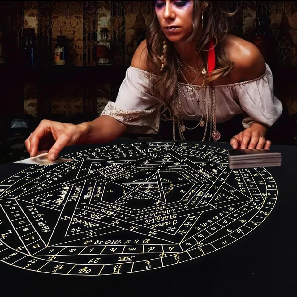 Tarot karta obrusový obrus Sigillum dei aemeth kolesa astrológie Zodiac oltárny handrič