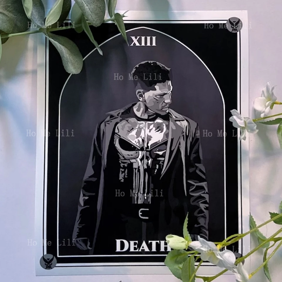 Tarot punisher tlač Frank Castle Death Art Wall Wall Art Deco Olej olejom