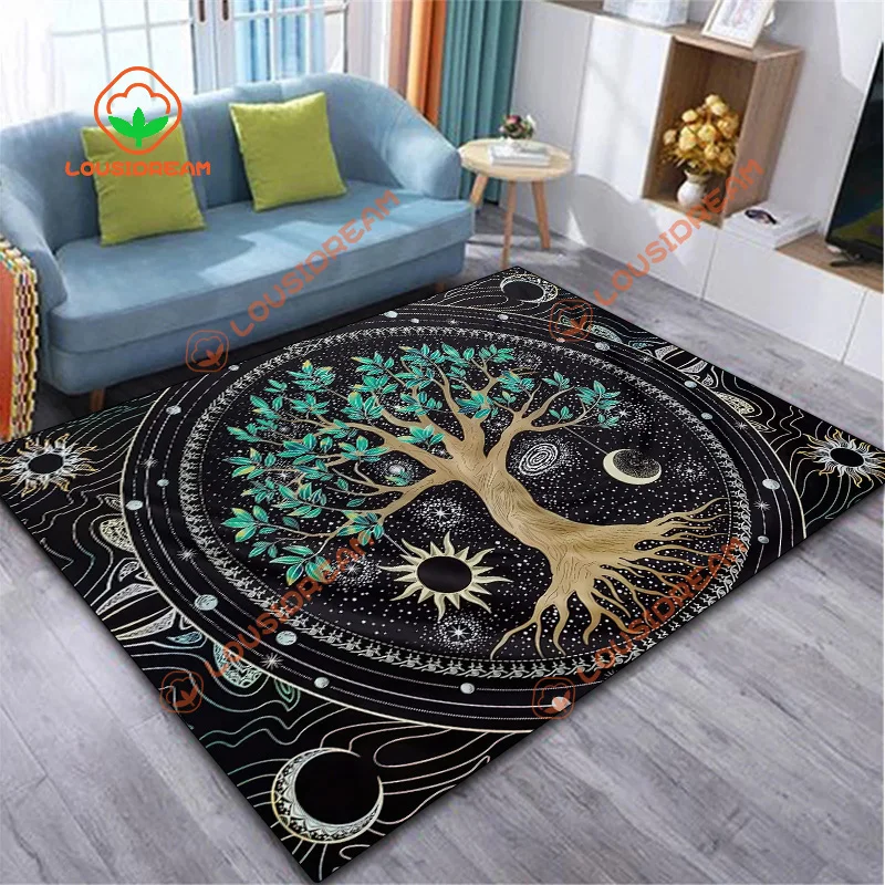 Tarot Tree of Life Koberec Obývacia izba Koberce Slnko a mesiac počítačová stolička Koberec Spálňa Štúdium drevená podlahová plyšová podložka