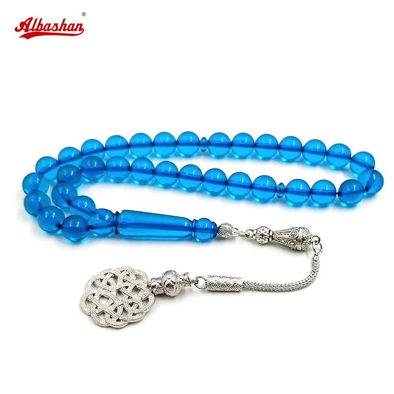 Tasbih Blue Resin Moslimský dar ruženec korálky Islamská modlitba guľôčky arabské šperky misbaha 33beads turecké šperky darček