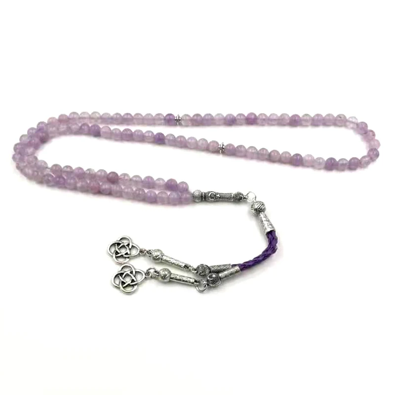 Tasbih prirodzené svetlo Ametyst Stone Moslimský náramok Turkish misbaha 99 ruženia korálky islamské šperky darčekový doplnok arabský darček