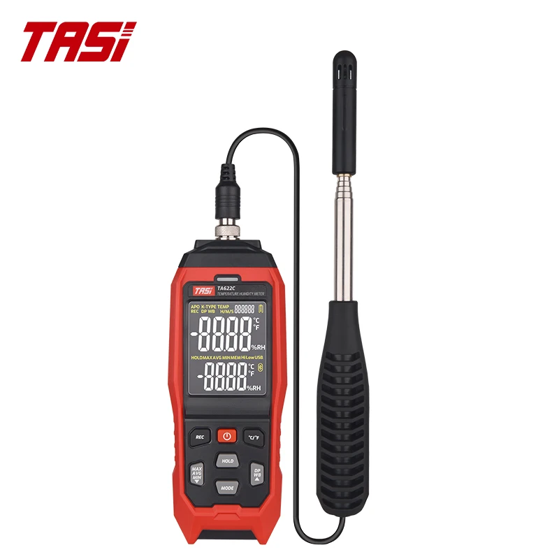 TASI TA622C Vysoko presný merač vlhkosti USB Digitálny hygrotermograf Teplomet s ručným herometra Hygrometra Data Data Data Data