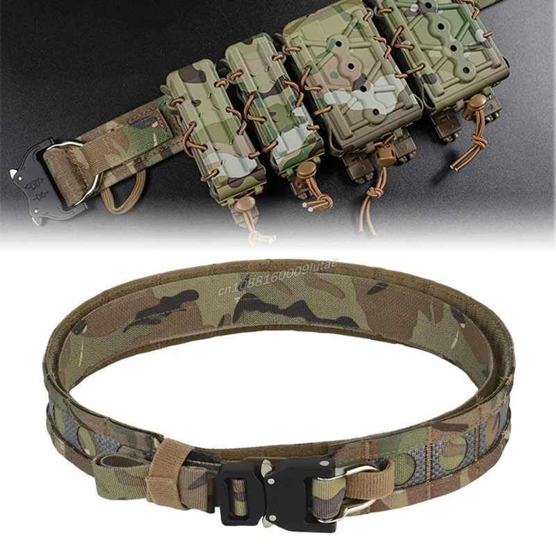 TATCAL BISON BELT FERRO STYLE 2 vrstvy pásov kovová kovová spona DRING ľahká molle lovecký bojový bojový pás Airsoft Gear