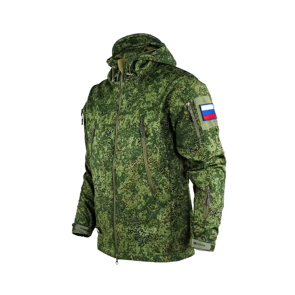TATCIAL RUSKO Uniforma bunda Outdoor Jar a jesenné kabáty Rain -odolné v oblasti mäkkej škrupiny Zelená maskovacia maska