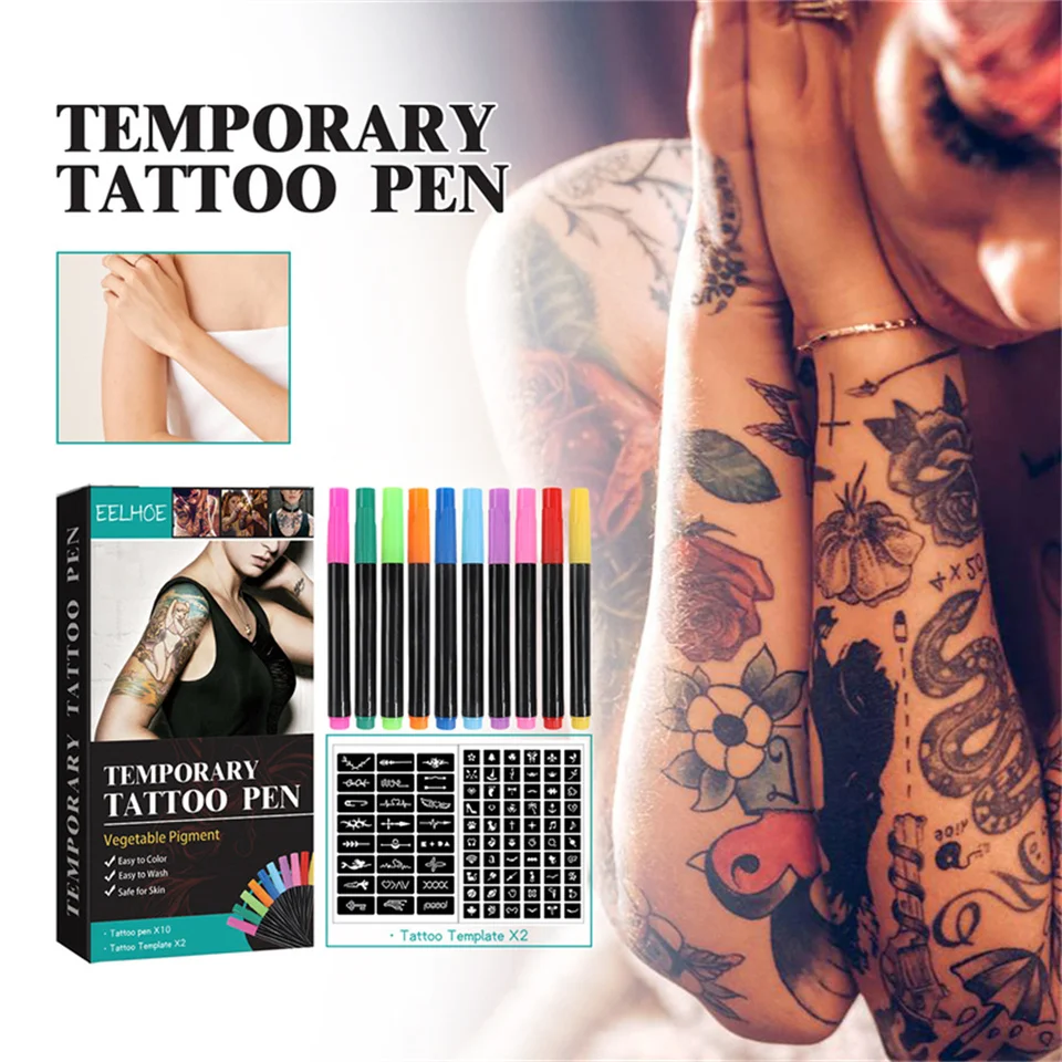 Tattoo Paint Pen Nepooderné a nepriestrelné set tetovanie tetovania Tattoo Pen ľahko použiteľné 15*3,5*7,8 cm Dočasné tetovacie pero 97G