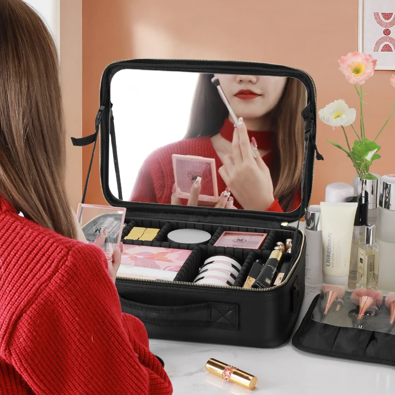 Taška na make -up, cestovné vrecko na make -up veľkú kapacitu Nepremokavá kozmetická organizátorka s vreckom na make -up kefy a rukoväť pre ženy