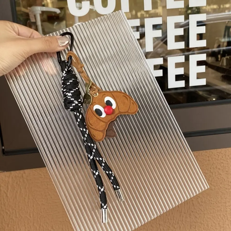 Tašky kúzla vrkočové lano keychain vrkočové kľúče retiazka kožený croissant chlieb prívesok karikatúra vrecká doplnky