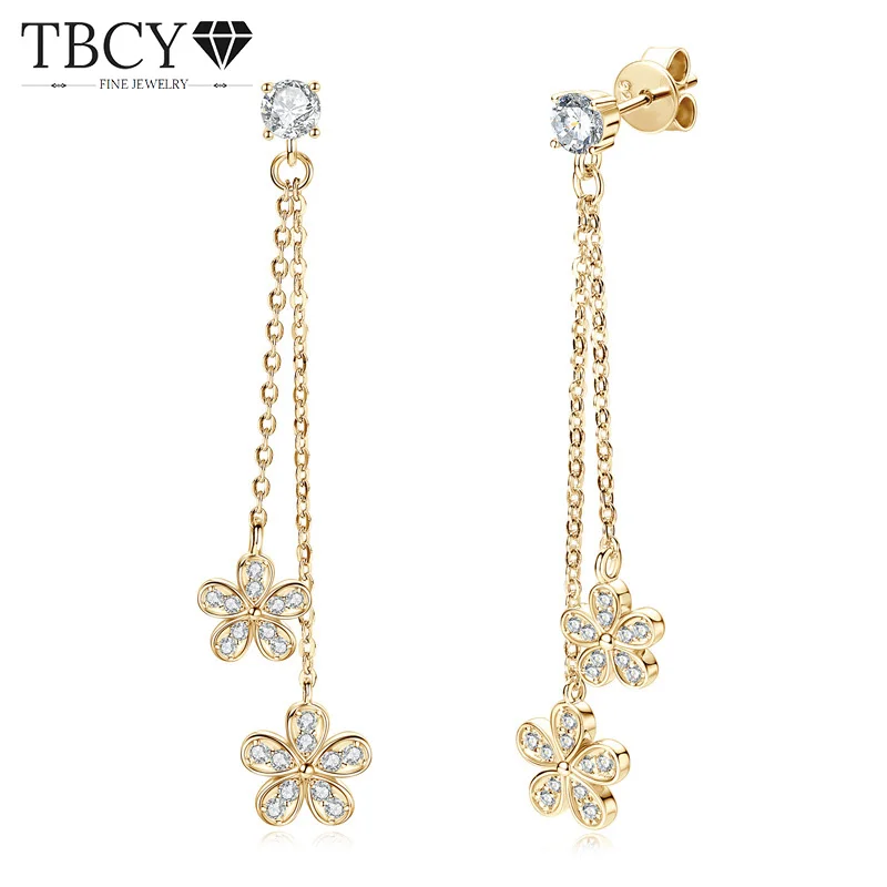 Tbcyd 4 mm moissanite Tassel náušnice S925 Sterling Silver 0,6cttw kvetinové doštičky pre ženy dievčat