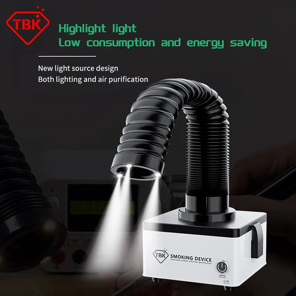 TBK-638 Mini efektívny dymový čistiaci dymový extraktor laserové zváranie PCB Spájkovanie vzduchu s čističkou LED na opravu telefónu