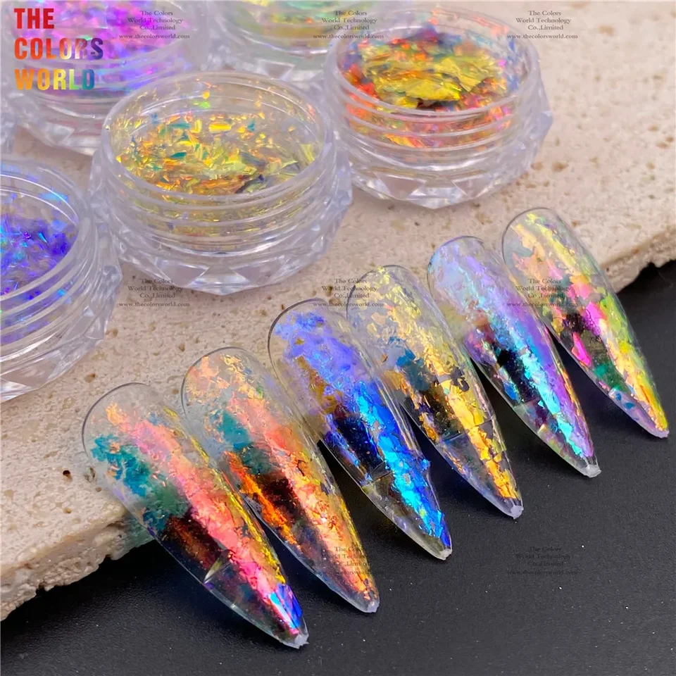 TCT-891 UNICORN Intenzívna dúha farebná farba smena aurora chameleónové vločky nechtového make-up eyeshadow na nechty Art Gel Gelish