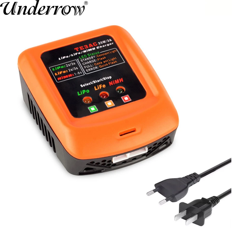 TE3AC 100V-240V 25W/3A Professional Balance nabíjačka pre 2S 3S LiPo/2s 3s Life/1-8s NiMH batéria RC Dron Car Boat