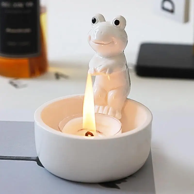 Tealight Sviečka držiak žaba keramická stolová stolová svietnika dekor teplá atmosféra voňavá sviečka držiak pre knižnicu pre knižnicu