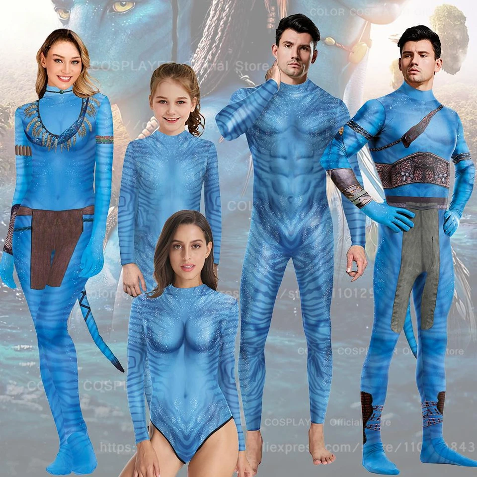 Teanoon Avatar Cosplay kostým Carnival Alien Set Catsuit Dospelý obliekanie BodySuit s chvostom kombinézy festival Party Outfit