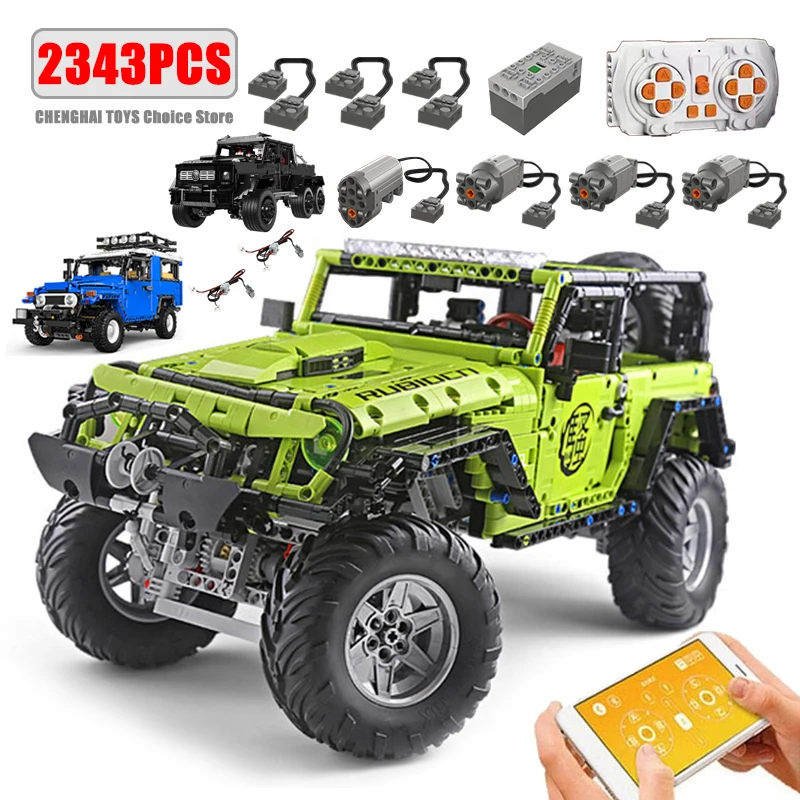 Technická auto aplikácia diaľkové ovládanie motora Power SUV SUV Budúce bloky tehly MOC OFFORE TAMTORY MODELY MODELY