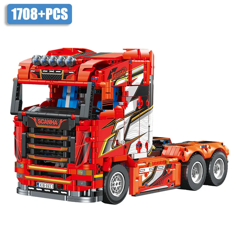 Technické mesto 1708ks SCANIS Longline V8 Model Model Building Blocks Set MOC Zostavujú automobilové automobily Hračky pre deti darčeky pre deti