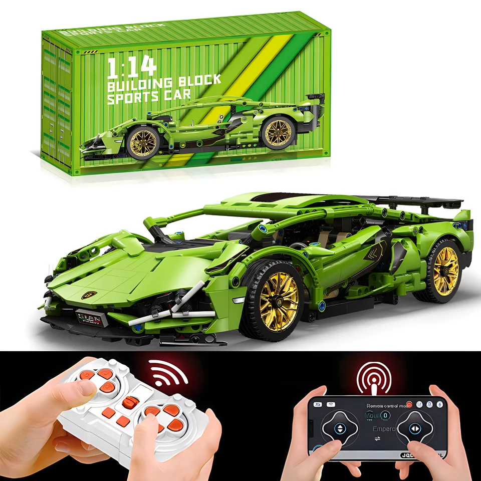 Technické pretekárske športové vozidlá Model budovy Bloky Techniky dospelých 1:14 DIY Supercar Brick Puzzle Hračky pre deti Dospelý darček （1314+granule）