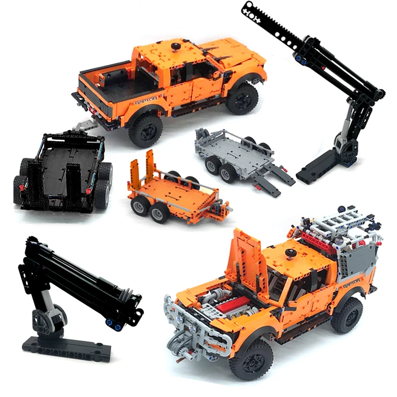 Technické zaťaženie prívesu Crane Model Set MOC stavebné bloky Kompatibilné snímače F-150 Raptor 42126 Zostavovacie tehly Darček pre deti