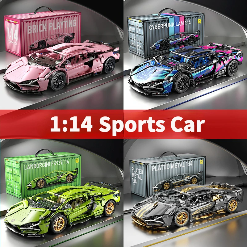 Technický závodný športový automobil 1:14 Model Building Blocks Blocks City Racing Supercar Brick Puzzle Hračky pre dospelých darček pre deti Boy