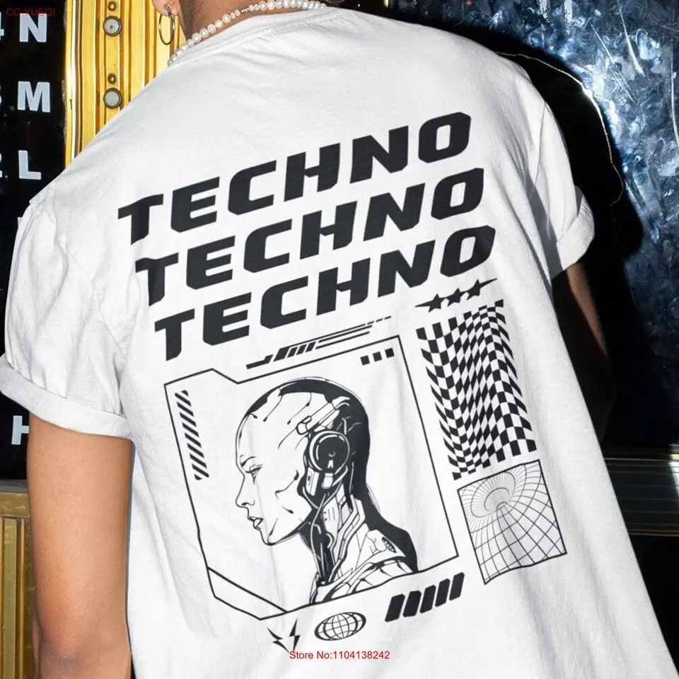 Techno T košele hudobné oblečenie Top Rave Edm Festival outfit Cyber ​​dlhé alebo krátke rukávy