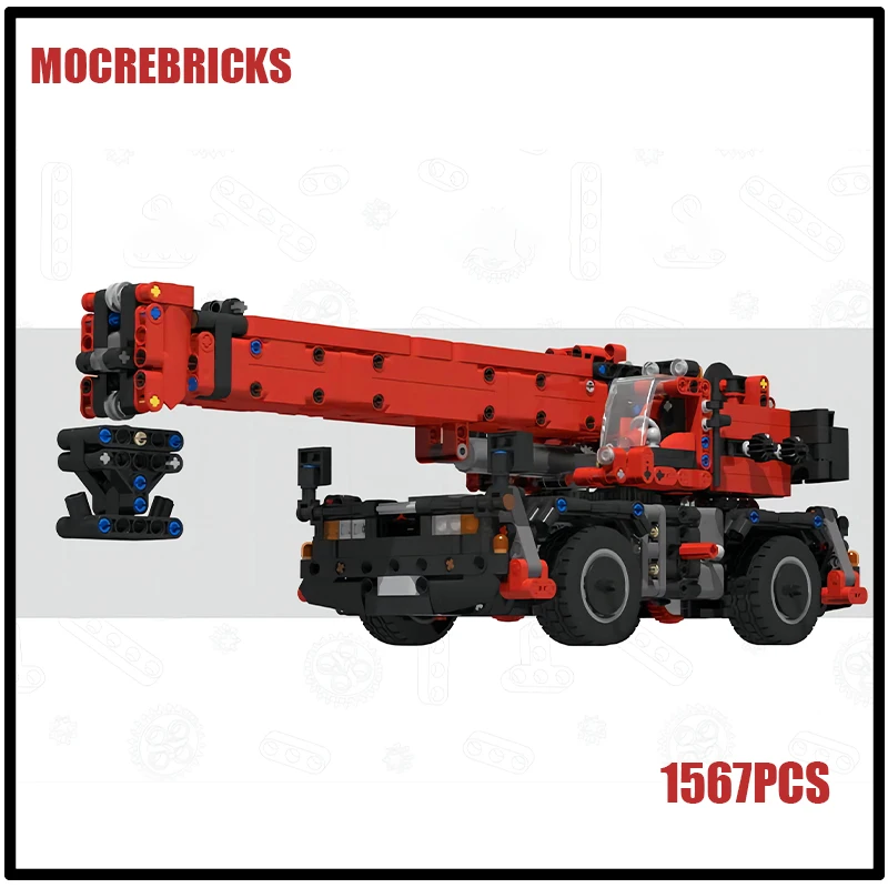 Technologické vozidlo MOC-187137 Rough Terrain Crane Building Blocks Model inžiniersky automobil DIY Kid's Tehly Hračky Vianočné darčeky