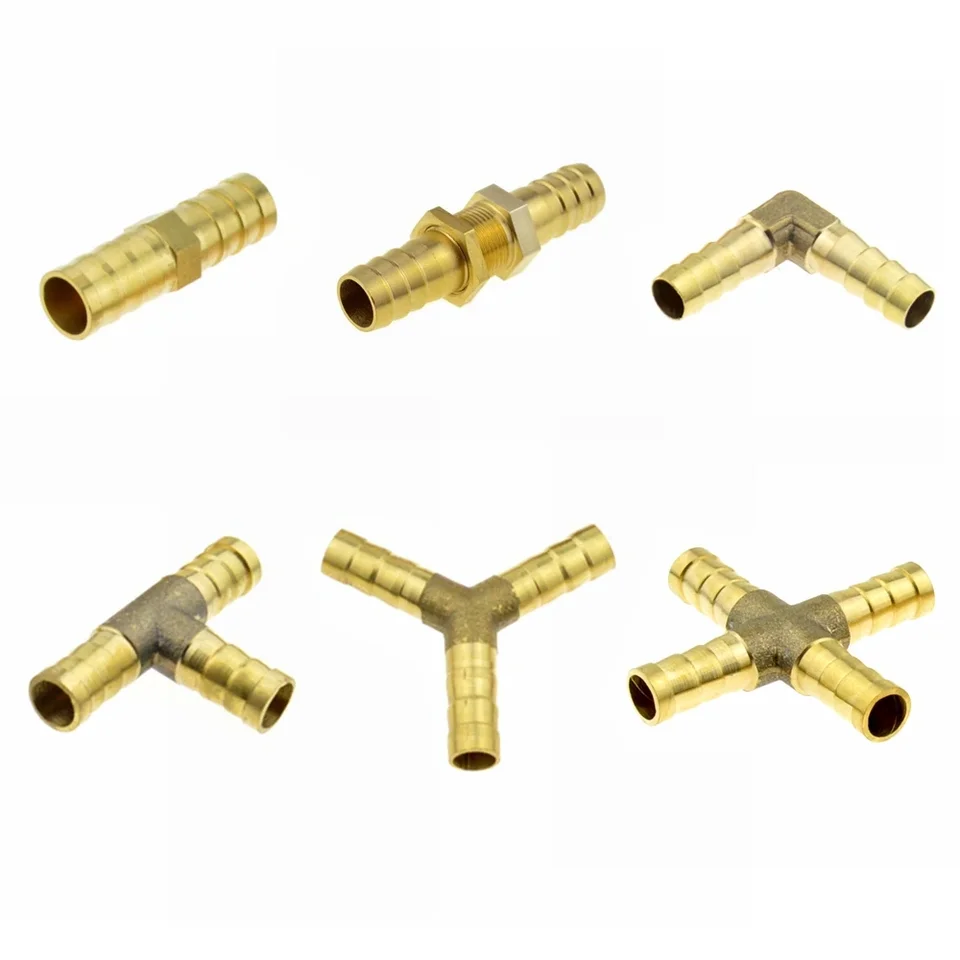 TEE Y 3 4 Cesta mosadzná hadica konektor Splicer Barb Barp Rúrky 4 6 8 10 12 19 mm 25 mm chvost Pneumatická vzduchová voda Hadica Adaptér
