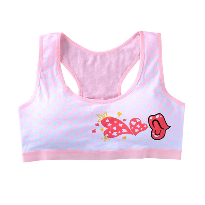 Teenage Girl Vest Bras Cartoon Pattern Dot Malé deti bavlna mäkký výcvik podprsenka móda dievčatko deti spodná bielizeň Topy tops 8-18y