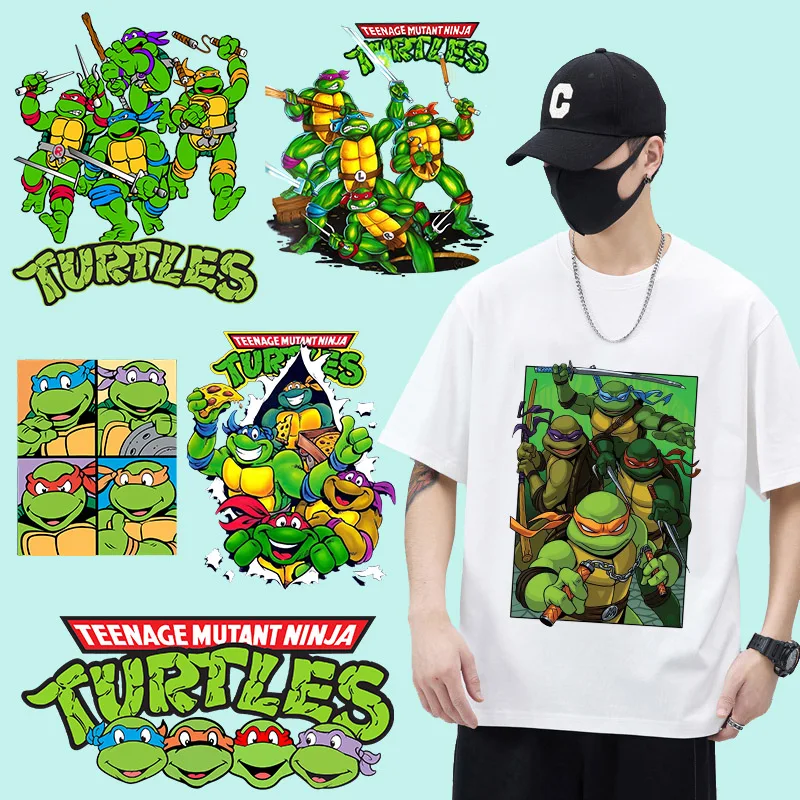Teenage mutant ninja korytnačky prenos tepla Anime Merch T košele nohavice Diy dekorácie Železo na záplatách darček