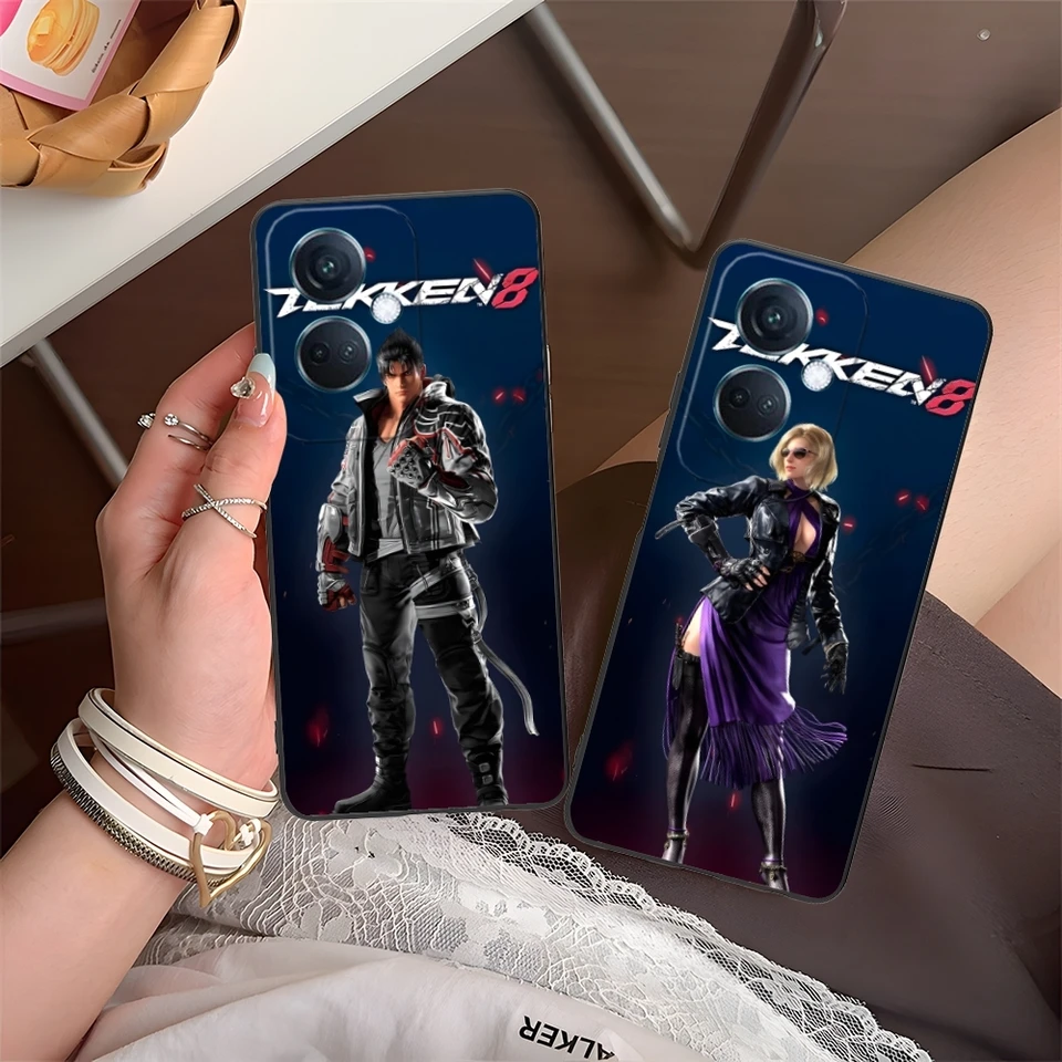 Tekken Combat Mobile Smart Moder Pase pre OPPO Nájdite X5 X3 X2 A93 Reno 8 7 Pro A74 A72 A53 Čierny krycí kryt s mäkkým telefónom