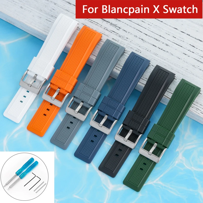 Tekutý silikónový remienok pre Blancpain X Swatch 22 mm z nehrdzavejúcej ocele Rýchle uvoľnenie textúra Nahrádzajte hodinku pásmo pre mužov Ženy