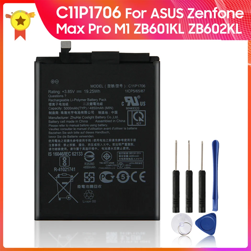 Telefón batéria C11P1706 pre ASUS Zenfone Max Pro M1 6,0 palca ZB602KL ZB601KL X00TDB X00TDE Výmena batérie 5 000 mAh s nástrojom