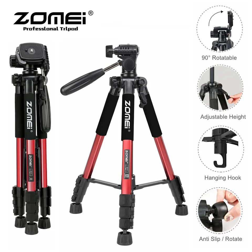 TELEFÓN TRESTOVANIE ZOMEI TRIPOD HLINICKÝ TALL 55 ”140 cm stojan s rýchlymi taniermi Mount Pan Head pre Canon Nikon DSLR SLR Digitálny fotoaparát