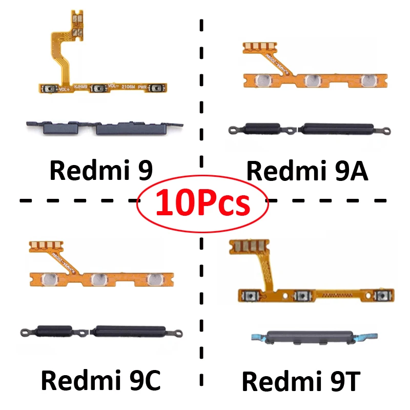 Telefónne flexové káble pre Xiaomi Redmi 9 9T 9A 9C Nový kľúč výkonu hlasitosti zapnutia tlačidla Interné flexové diely pre redmi 9t 9a 9c 9