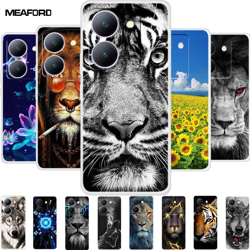 TELEFÓNOVÉ KRYTY PRE VIVO Y36 4G Case V2247 Soft TPU Silikone Wolf Lion zadné kryty pre Vivo Y36 4G Y 36 Vivoy36 Coques Protector