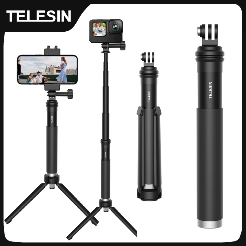 Telesin 0,9 m hliníková zliatina Selfie Stick Monopod Monopod Statív pre GoPro Hero 12 11 10 9 8 7 6 Insta360 DJI Osmo Action for Smart Phone