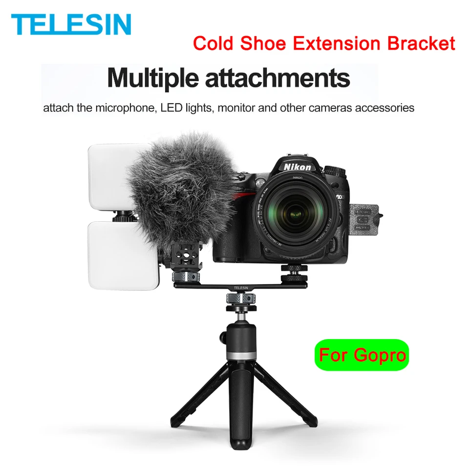 TELESIN COLD TOPE DSLENSE DVOHA DSLR Camera LED monitor monitor mikrofónu pre rozširovanie mikrofónu pre GoPro Accessory Photography
