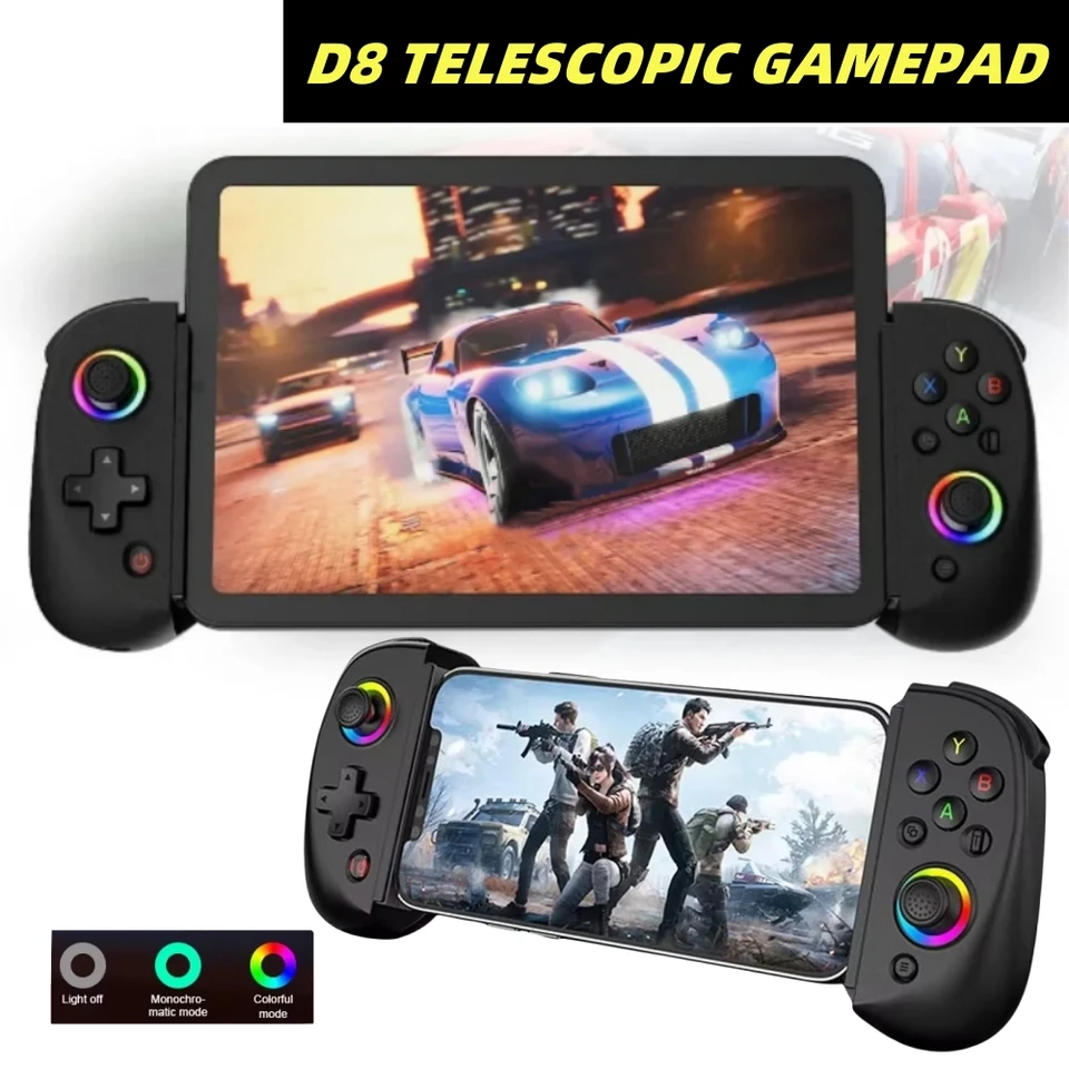 Teleskopický ovládač Gamepad D8 Joystick Turbo 6-os gyro vibračné Wireles Bluetooth 5.2 pre Android iOS PS3 PS4 prepínač iPad