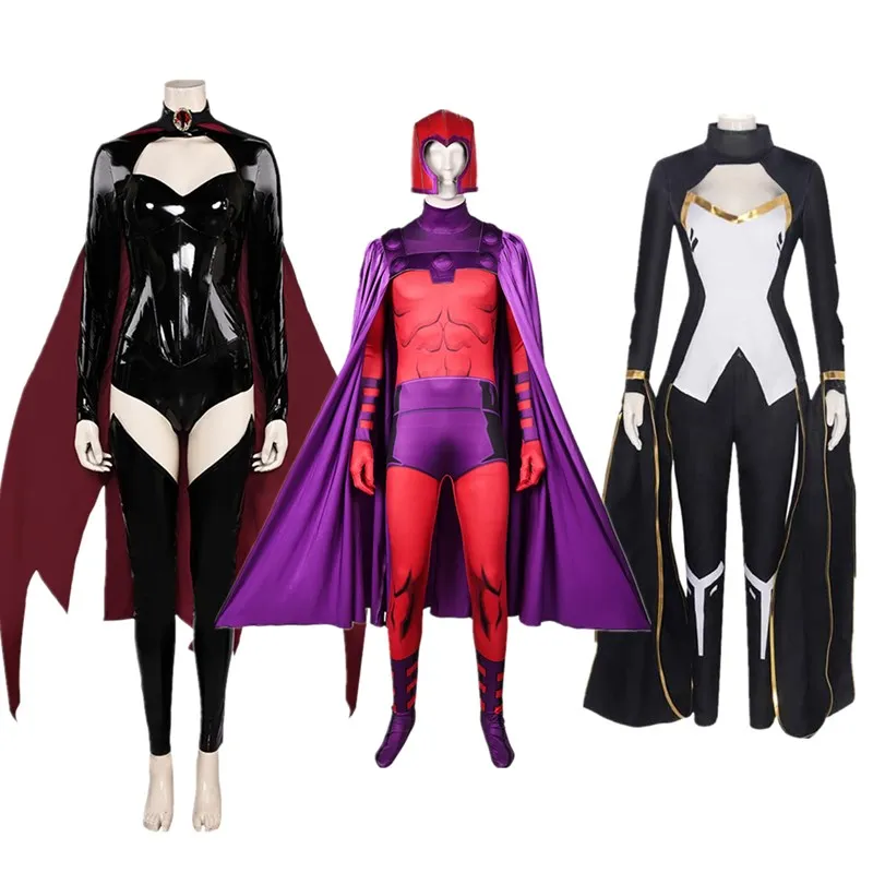 Televízia Fantasia Madelyne Cosplay Magneto Costume Hat Hat Dospelá ženy Storm Fantasy kombinézy Cloak Outfits Halloween Carnival Party Suit