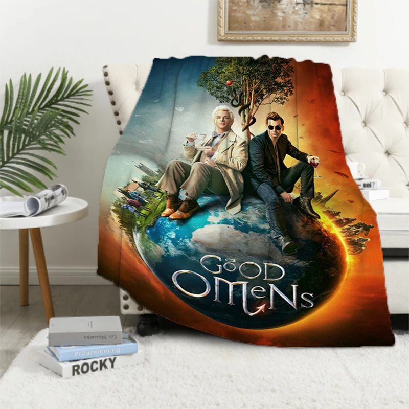 Televízny seriál Good Omens Fleece Deka natápala nadýchaná katnárka prešívané prikrývky a hody mikrovlákna