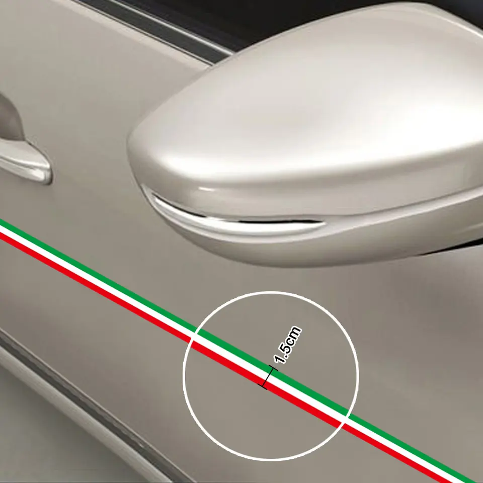 Telo auta Bike PVC Italian Taliansko Vlajka Stiapka Strip DIY Z nátkok Ohask Svetlá farba 40* 1,5 cm odnímateľné nálepky a nálepky