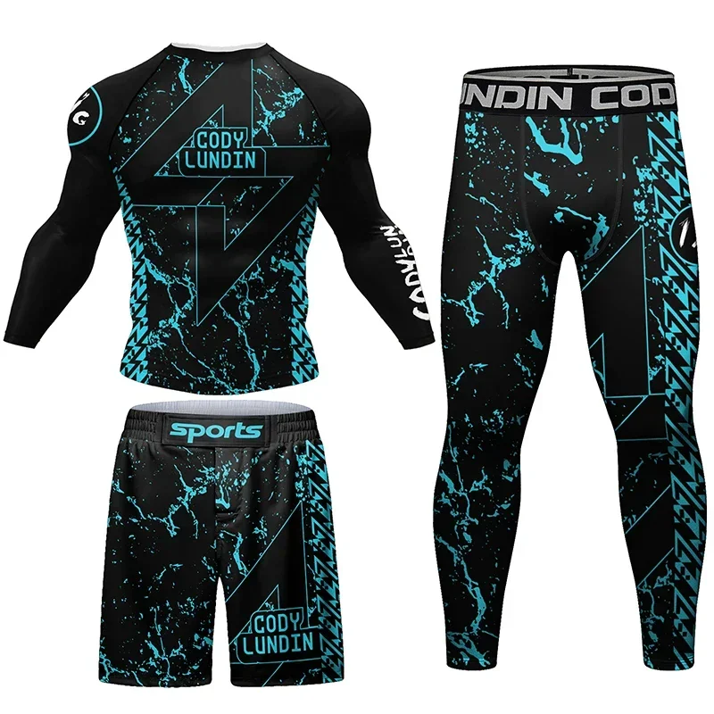 Telocvičňa Men Boxing Tracksuit MMA BJJ Muay Thai Jiu JitSu Compression Sport Suck Training Workout Fitness Running Sportswear