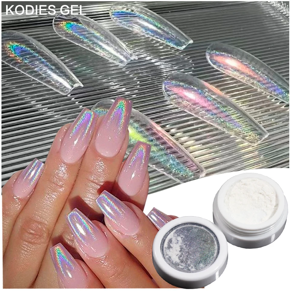 Telá gélu Holografický nechtový prášok Aurora super laser chrómový pigment prach biely farebný posun jednorožca nechtového prášku manikúru