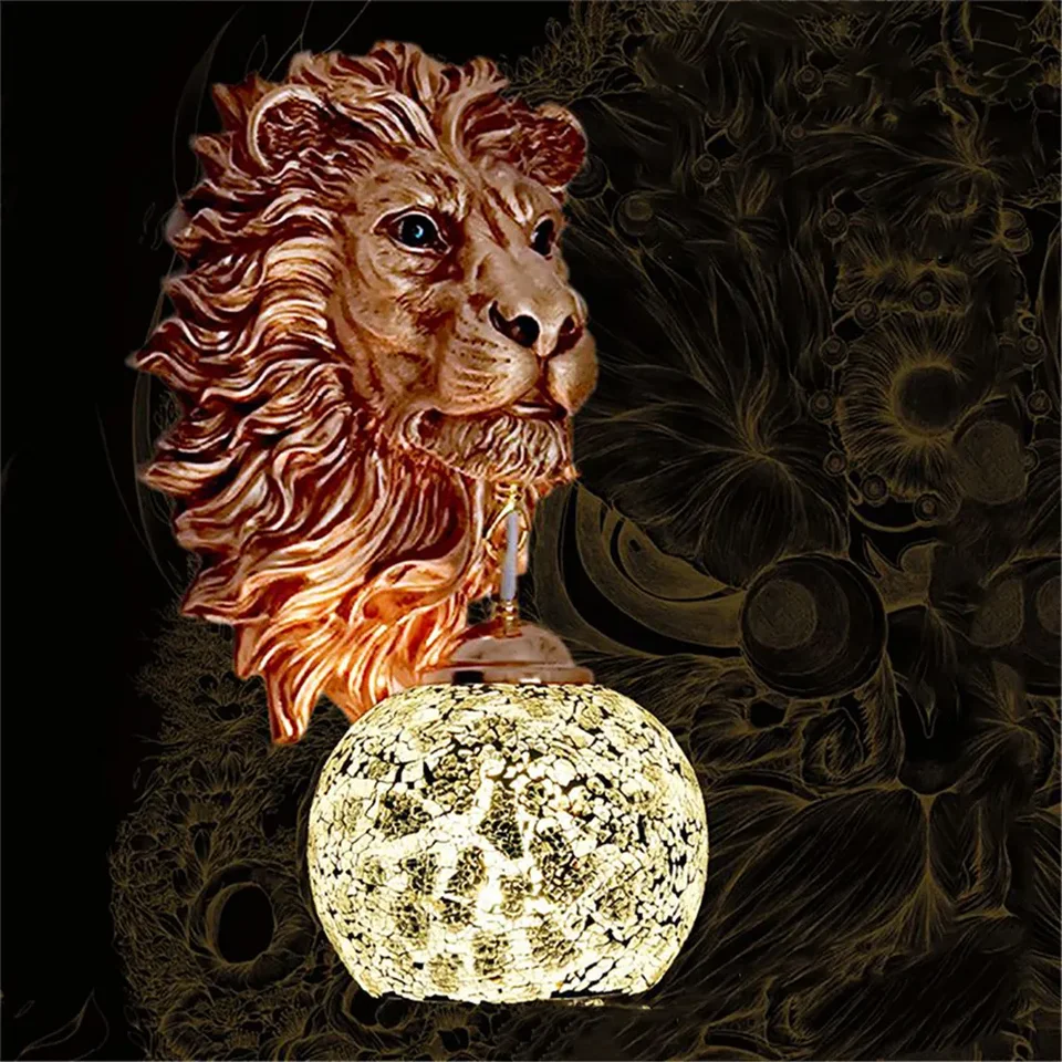 Temar Contemporary Lion Wall Lamp Retro Creative Obýva