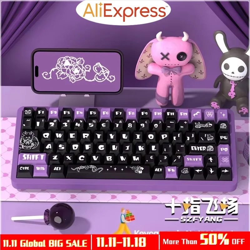 Temný malý diabol Originálny Halloween Key Cap Original Vysoko personalizovaný prispôsobený PBT Thermal Sublimation Mechanická klávesnica