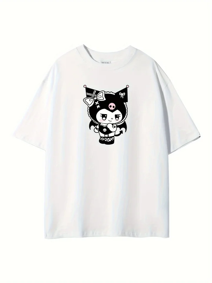 Temný veter Kuromi Tričko 100% bavlnené streetwear štýlové harajuku kawaii neformálne O-neck