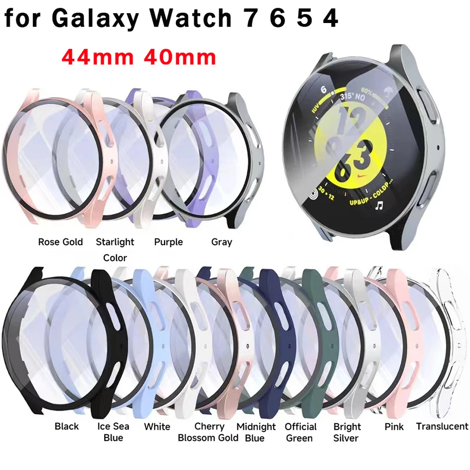 Temperované sklo+ kryt PC pre Samsung Galaxy Watch4 5 6 7 44 mm 40 mm VŠETKY pokrytie ochranného nárazníka Galaxy Watch7 Príslušenstvo