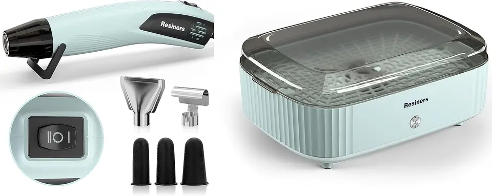 Tepelná pištoľ pre remeselné a živicové vytvrdzovacie zariadenie, Mini Dual Temp Hot Air Gun Nástroj pre epoxidovú živicu a automatické vytvrdzovanie 2 hodiny Resin Supplies
