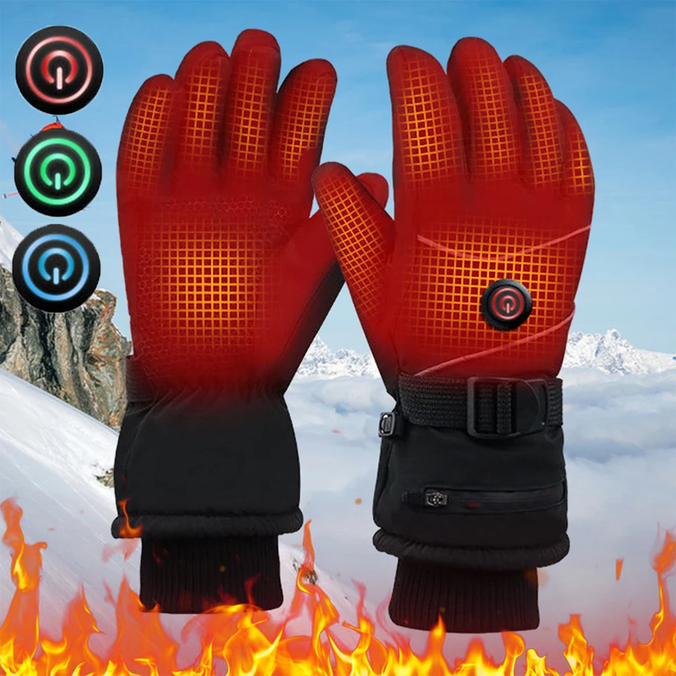 Tepelné teplote rukavice zimné teplé lyžovanie snowboarding lovec jazda vodotesné vyhrievané rukavice s dotykovou obrazovkou Elektrické vyhrievané rukavice